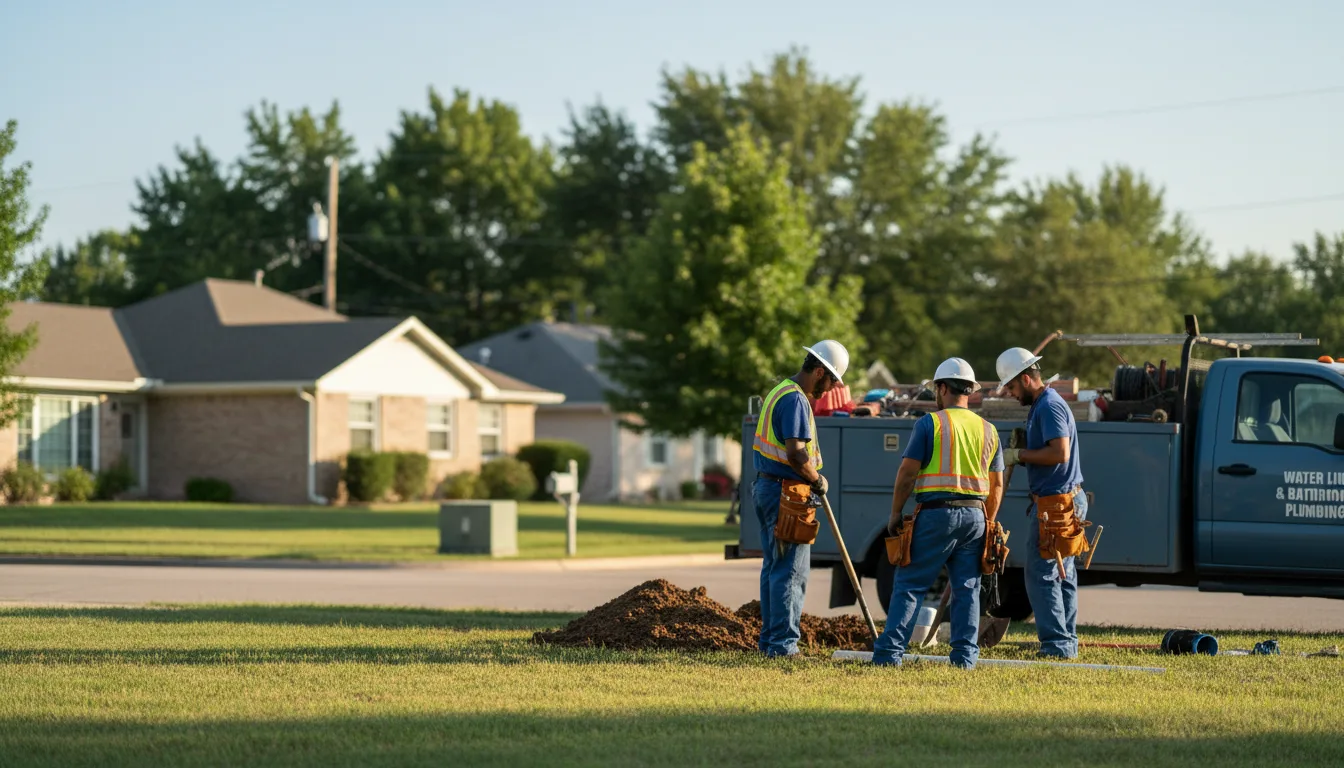 Residential water line and bathroom plumbing service in Mystic, IA